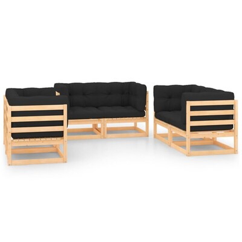 Vidaxl Σαλόνι Κήπου Σετ 6 Τεμαχίων Από Μασίφ Ξύλο Πεύκου Με Μαξιλάρια VIDAXL