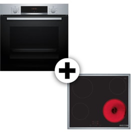 BOSCH HBA534ES4 & PKE645BA2E 71 Lt Inox Eντοιχιζόμενο Σετ Φούρνος και Εστία