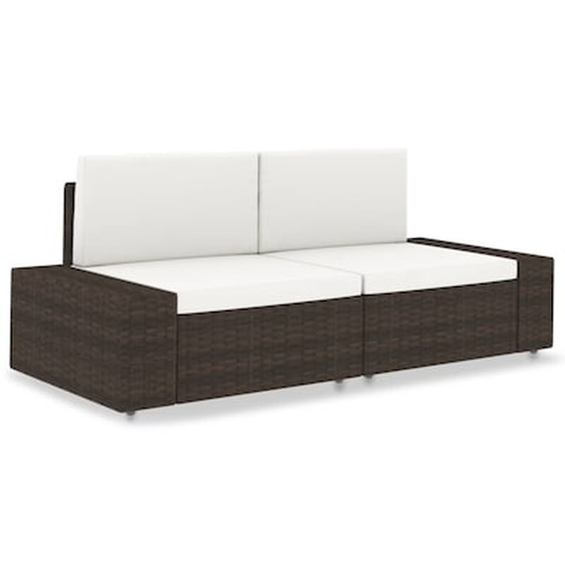 VIDAXL Καναπές Αρθρωτός Διθέσιος Vidaxl Από Συνθετικό Ρατάν 78.5x65.5x52 cm - Καφέ