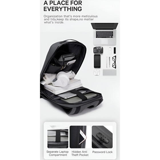 Τσάντα Laptop Bange 22188 15.6" Αδιάβροχη - Γκρι image 11