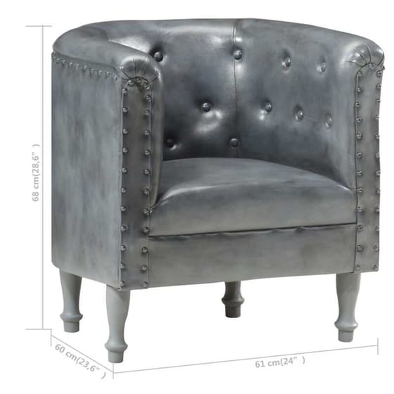 Πολυθρόνα Μπάρελ VidaXL από Δέρμα - Γκρι image 7