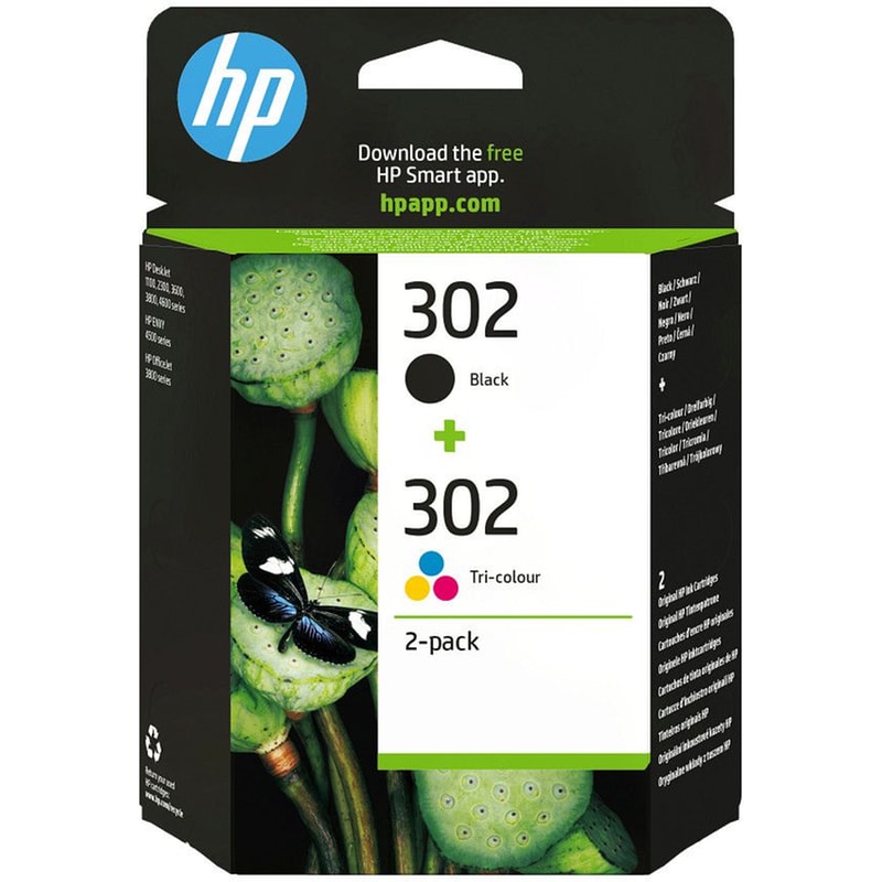 Συμβατό HP 302 Πολλαπλό / Μαύρο Πακέτο 2 Μελανιών Εκτυπωτή X4D37AE