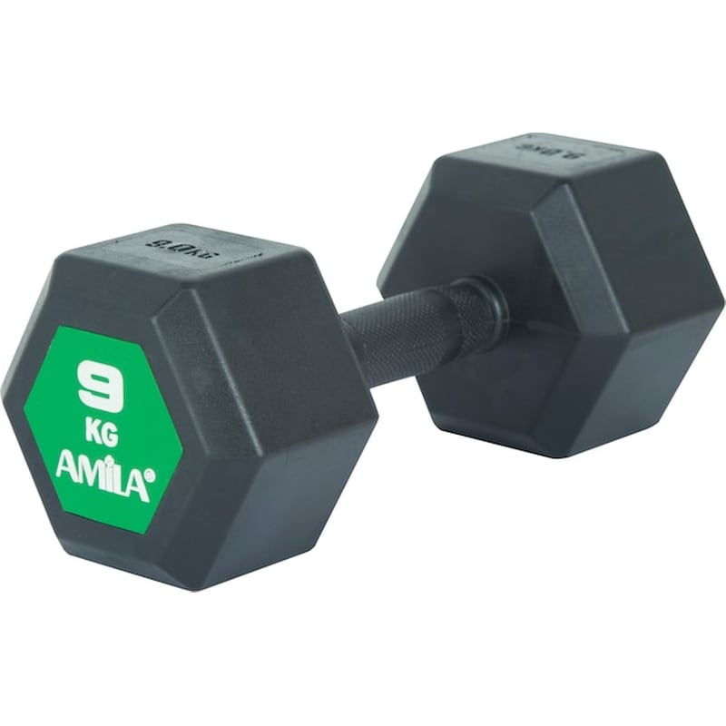 Βαράκι Εξάγωνο 9kg Amila Original Rubber H 90590 από Ατσάλι Q235 – Μαύρο