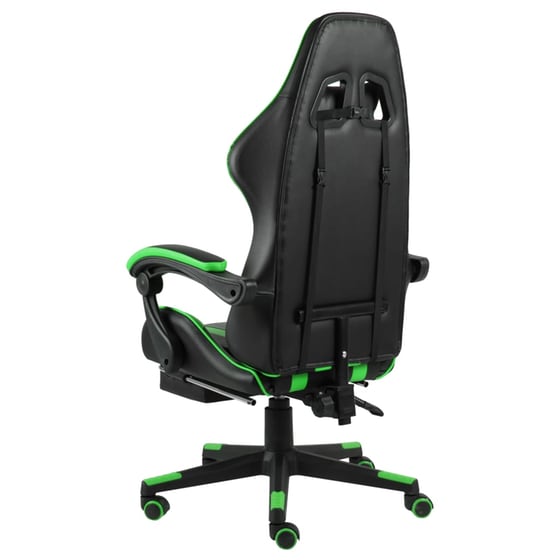 Καρέκλα Gaming VidaXL Racing με Υποπόδιο από Τεχνητό Δέρμα - Μαύρη/Πράσινη image 1