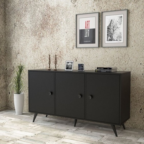 Μπουφές 24Mall Neroo από Μοριοσανίδα/Μέταλλο 143x40x78.6 cm - Μαύρος image 2