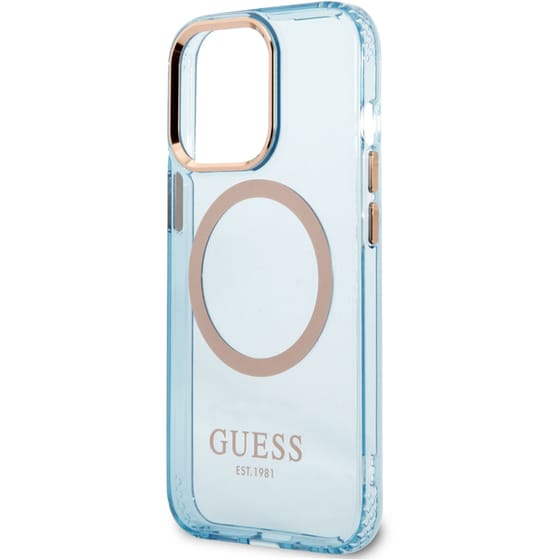 Θήκη Apple iPhone 13 Pro Max - Guess Gold Outline Collection Magsafe Hard Case - Μπλε image 2