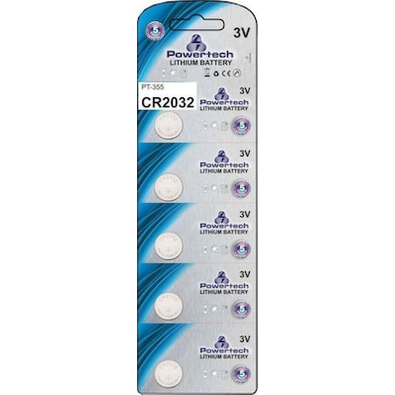 Powertech Lithium Batteries Cr2032, 3V, 5PCS