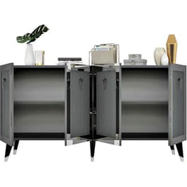 Μπουφές 24Mall Barto από Μοριοσανίδα 150x80x40 cm - Ανθρακί/Ασημί