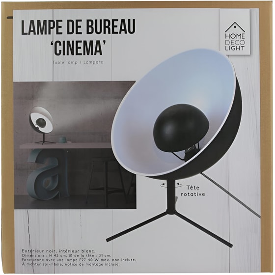 Επιτραπέζιο Φωτιστικό Home Deco Factory E14 Μεταλλικό 45x31cm - Μαύρο/Λευκό image 4