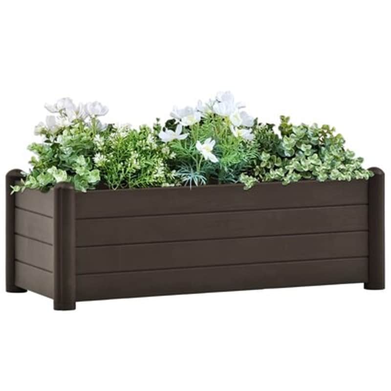 VIDAXL Vidaxl Ζαρντινιέρα Υπερυψωμένη Μόκα 100 X 43 X 35 Εκ. Πολυπροπυλένιο