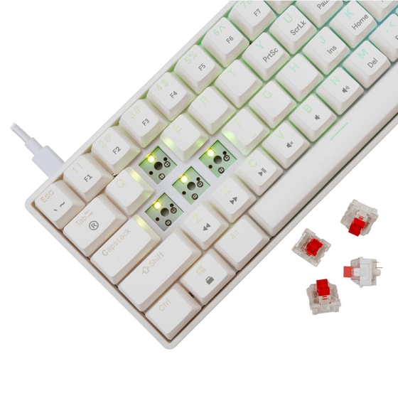 White Shark Shinobi -2 Ενσύρματο Gaming Πληκτρολόγιο με Red διακόπτες - White (US) Shinobi -2 image 3