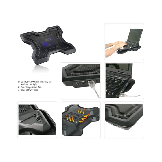 Βάση Laptop Cooler 17" Hantol CoolerX NBC07BK Μαύρο & Norton Internet Security (1 έτος) image 1