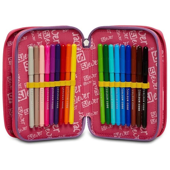 Κασετίνα Παραλληλόγραμμη Seven Ever Rayly Girl Τριπλή Ροζ image 6