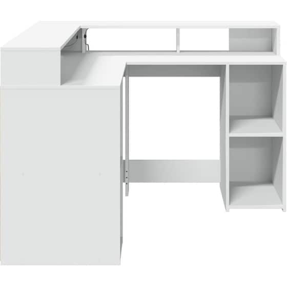 Γραφείο VidaXL με LED από Επεξεργασμένο Ξύλο 130x130x91 cm - Λευκό image 7