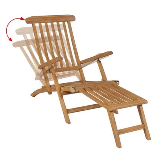 Ξαπλώστρα VidaXL με Υποπόδιο από Μασίφ Ξύλο Teak 158x61x90 cm - Καφέ image 5