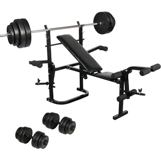 Σετ Ρυθμιζόμενος Πάγκος Γυμναστικής VidaXL 156x123cm - Μαύρος image 0
