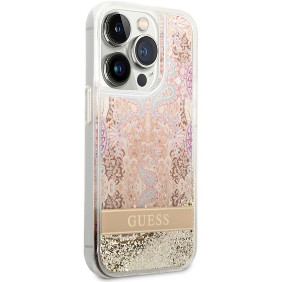 Θήκη Apple iPhone 14 Pro Max - Guess Liquid Glitter Paisley Gold Collection - Χρυσό image 5