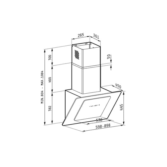 PYRAMIS Fiero 065023001 90cm Μαύρο Απορροφητήρας Καμινάδα - Τζάκι image 1
