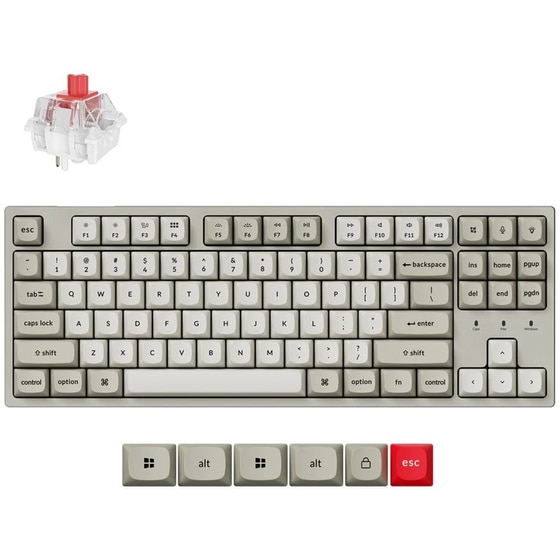 Keychron C1 Pro 8K Gaming Μηχανικό Πληκτρολόγιο με Keychron Super Brown διακόπτες και RGB φωτισμό C1PX-M3 - Λευκό (US) image 1