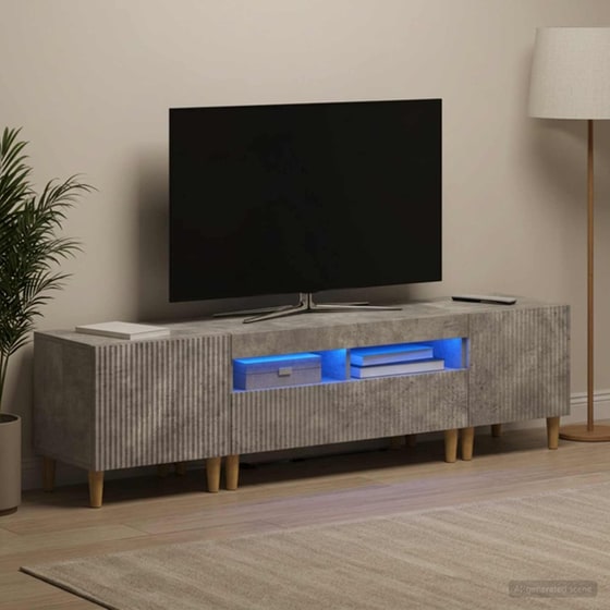 Έπιπλο Τηλεόρασης VidaXL ARNHEM με LED 3 τμχ 198 x 35 x 43 cm - Γκρι image 2
