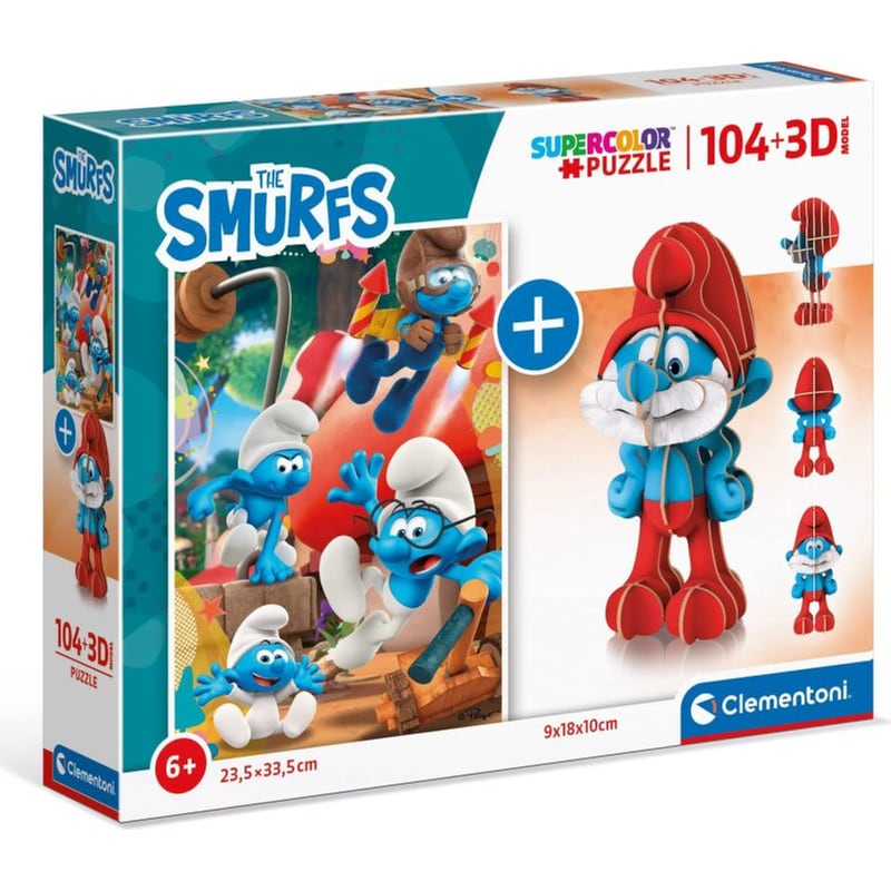 Παζλ 104 Τεμ. The Smurfs Supercolor + 3d Κατασκευή