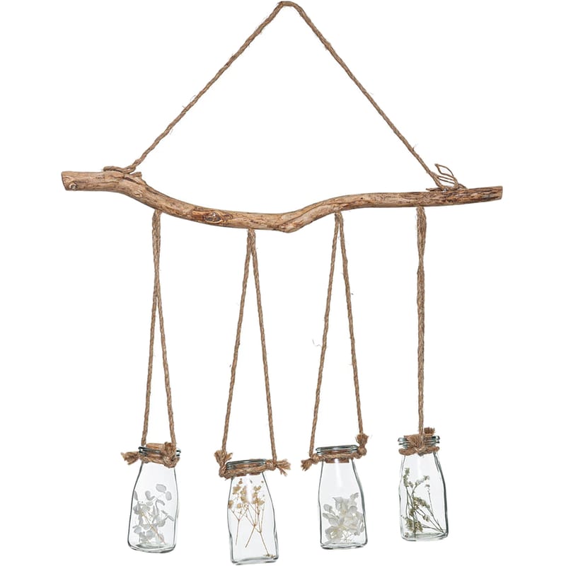SPITISHOP Διακοσμητικό Κήπου Spitishop με Γυάλες Ξύλινο 53x9x45cm - Καφέ/Διάφανο
