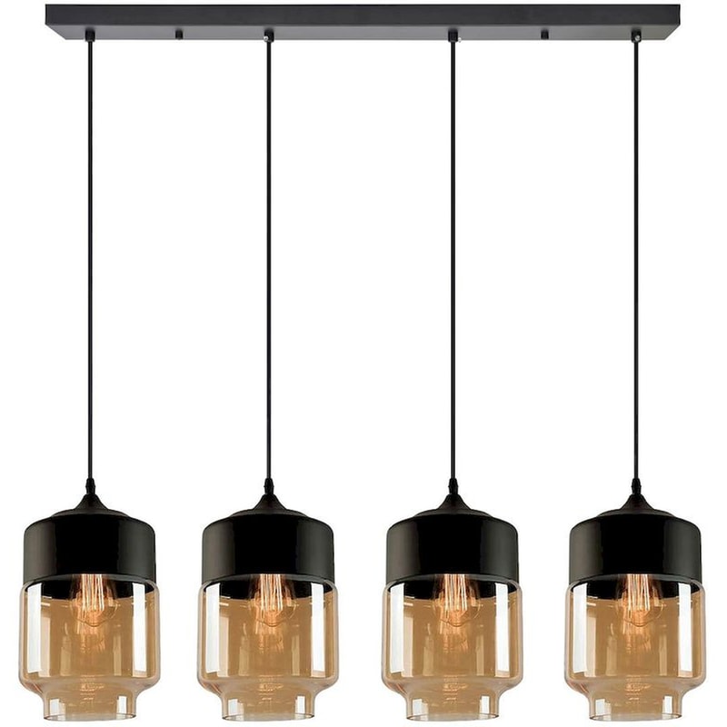 HOMELIGHTING Φωτιστικό Οροφής Πολύφωτο Homelighting Gaby 77-8790 Γυάλινο/Μεταλλικό - Μελί/Μαύρο