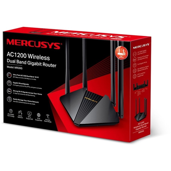 Mercusys MR30G Ασύρματο/Ενσύρματο Router Wifi 5 με 2 Θύρες Gigabit Ethernet image 3