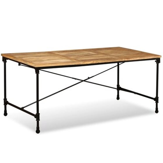 Τραπεζαρία Vidaxl από Μασίφ Ξύλο Μάνγκο 180x90x76 cm - Μαύρο/Καφέ image 1