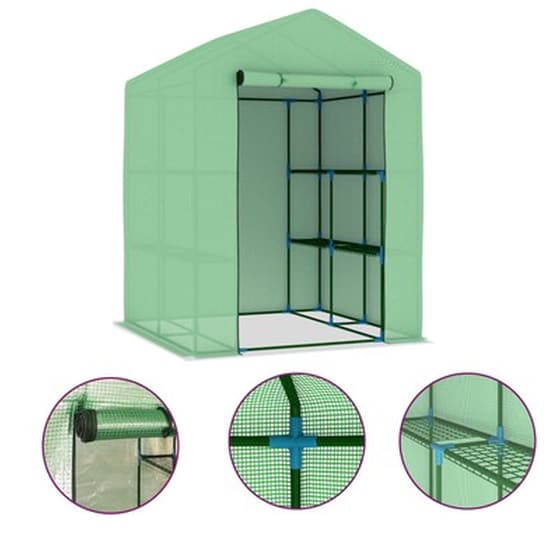 Vidaxl Θερμοκήπιο Με Ράφια 143 X 143 X 195 Εκ. Ατσάλινο image 2