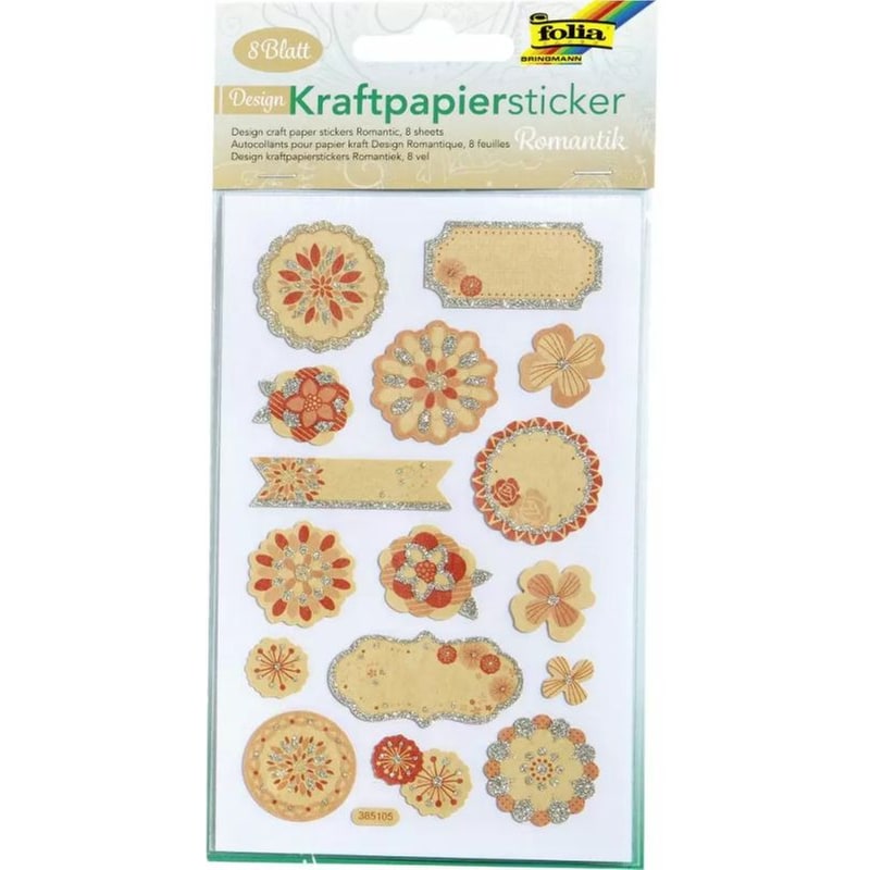 Σετ Αυτοκόλλητα Craft Paper, 8 Φύλλα 10x16 Εκ, Romantic