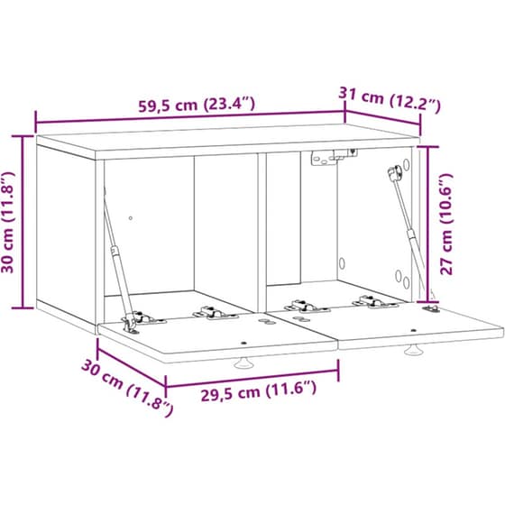 Επιτοίχιο Έπιπλο Τηλεόρασης VidaXL 59.5x31x30 cm - Γκρι Sonoma image 10