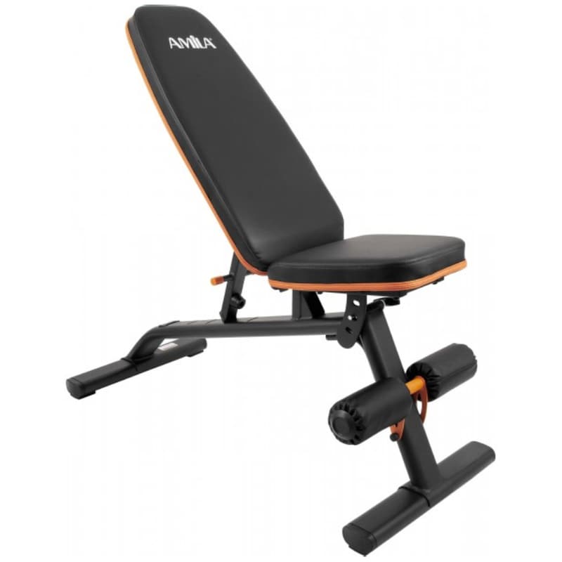 Ρυθμιζόμενος Πάγκος Γυμναστικής Amila Awb550 91406 121x49x113cm - Μαύρο/Πορτοκαλί