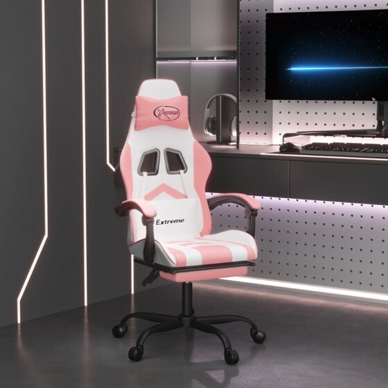 Καρέκλα Gaming VIDAXL 3143911 με Υποπόδιο από Τεχνητό Δέρμα - Λευκό image 10