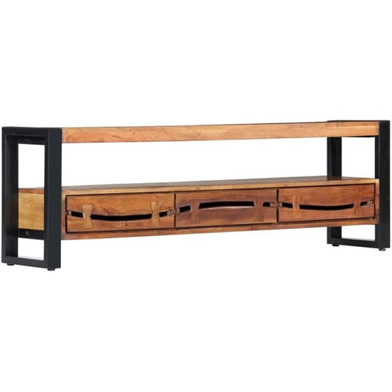 Έπιπλο Τηλεόρασης VidaXL από Ξύλο 140x30x45cm - Kαφέ/Μαύρο image 9