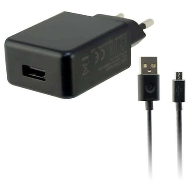 KSIX Σετ Φόρτισης Ksix Usb 2A with cable Micro Usb 1m - Black