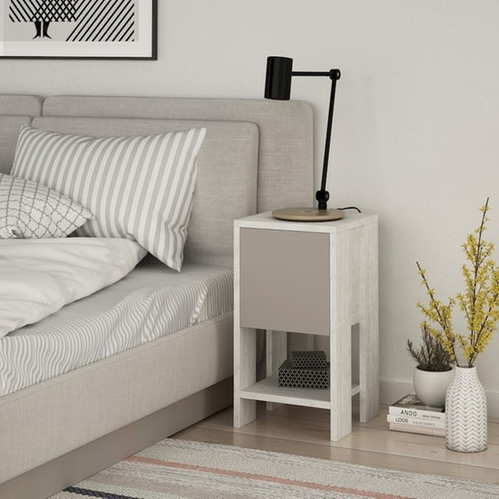 Κομοδίνο 24Mall Frosinone από Μοριοσανίδα 30x30x55 cm - Λευκό Μόκα image 1