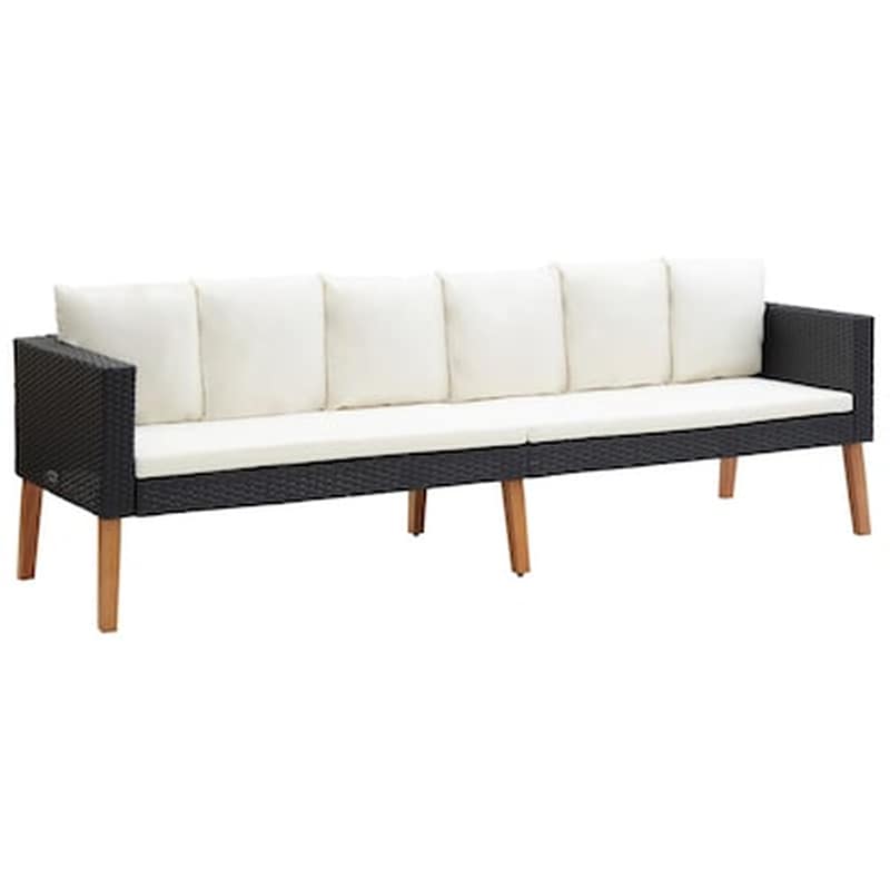 Καναπές Κήπου Τριθέσιος VidaXL με Μαξιλάρια από Συνθετικό Ρατάν 218X67x60 cm - Κρεμ VIDAXL