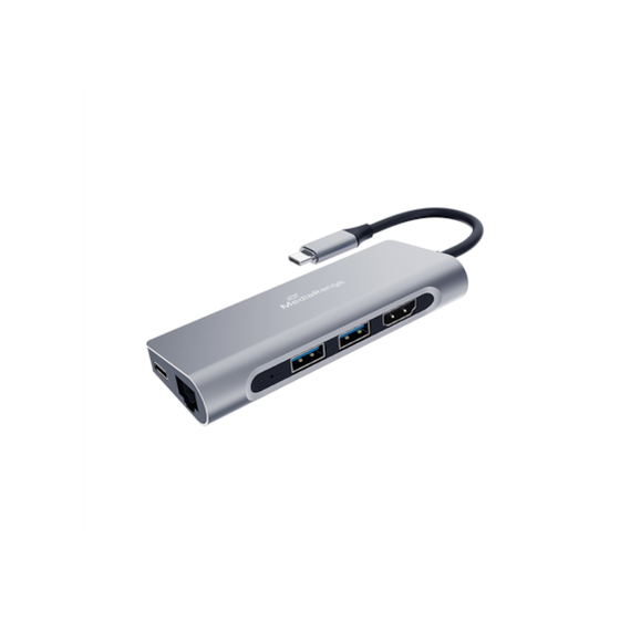 Docking Station Mediarange MRCS510 – USB Type-C, 7-in-1 Multiport Adapter – Ασημί image 0