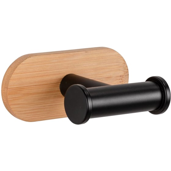 Κρεμαστράκι Αυτοκόλλητο Wenko από Μπαμπού 7.5x4.5cm - Καφέ/Μαύρο image 0