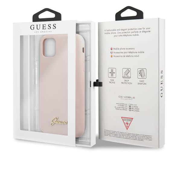 Guess “vintage Script Gold Logo Collection” Σκληρή Θήκη Προστασίας Από Σιλικόνη – Apple Iphone 11 Pro Max (ροζ) image 3