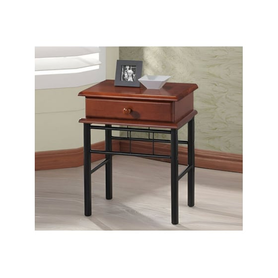 Κομοδίνο Woodwell Από Ξύλο Και Μέταλλο 50X34x48 cm - Καρυδί Μαύρο image 1