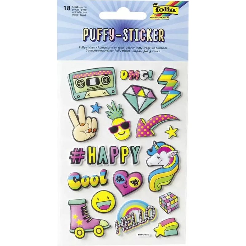 Folia Σετ 18 Αυτοκόλλητα Puffy Stickers - Happy