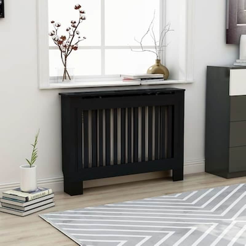 VIDAXL Vidaxl Κάλυμμα Καλοριφέρ Μαύρο 112 X 19 X 81 Εκ. Από Mdf