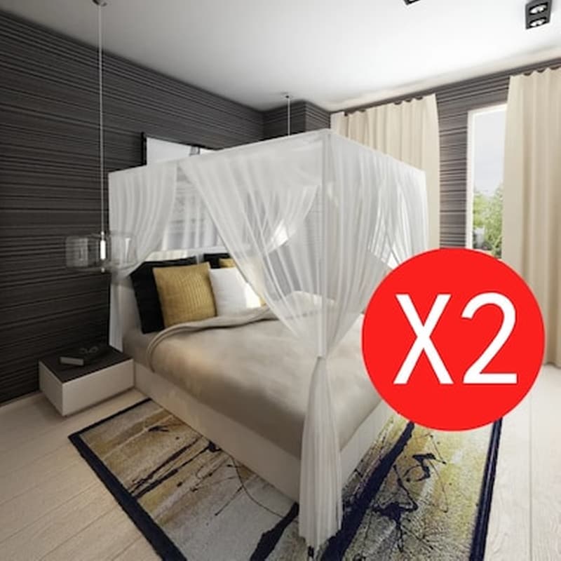 VIDAXL Vidaxl Σετ Κουνουπιέρα 3 Είσοδοι Παραλληλεπίπεδη 2 Τμχ Λευκό