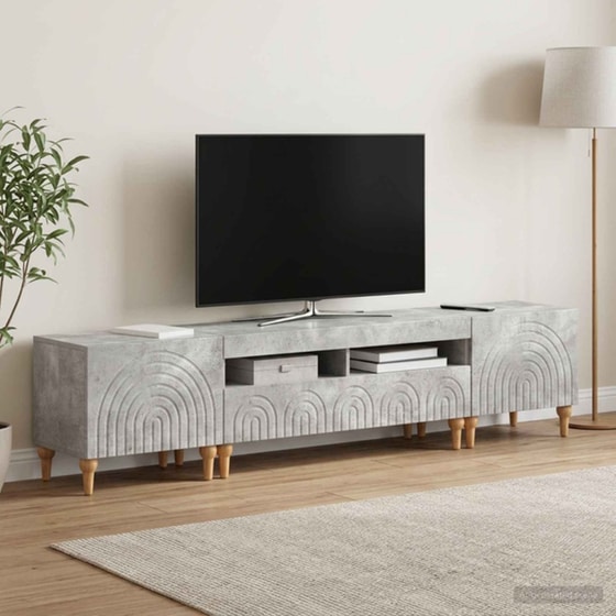 Έπιπλο Τηλεόρασης VidaXL με LED 3 τμχ 198 x 35 x 43 cm - Γκρι Σκυροδέματος image 2