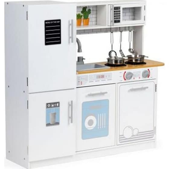 Ξύλινη Παιδική Ecotoys Plk553 Κουζίνα Με Led & 5 Μεταλλικά Αξεσουάρ - 86x26x80.5 cm image 0