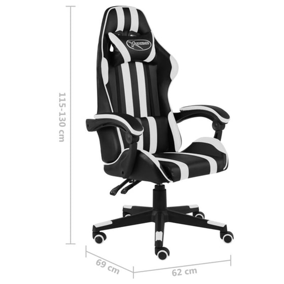 Καρέκλα Gaming Racing VidaXL Συνθετικό Δέρμα - Λευκή/Μαύρη image 5