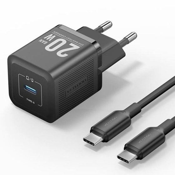 Φορτιστής Πρίζας Vention TZ-FEPB0-EU-02 USB-C 20W - Μαύρο image 0