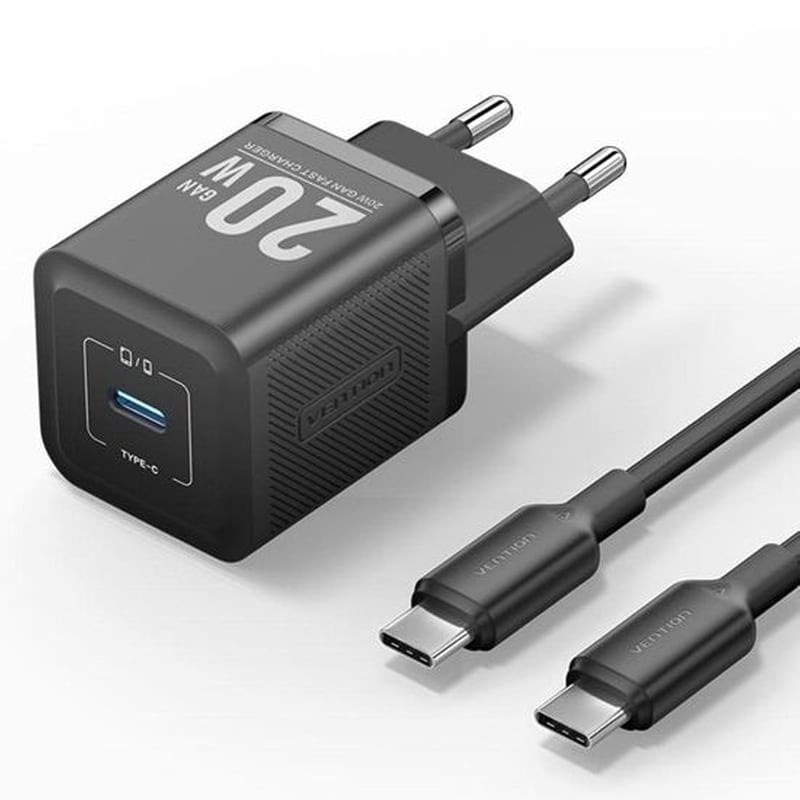 Φορτιστής Πρίζας Vention TZ-FEPB0-EU-02 USB-C 20W - Μαύρο